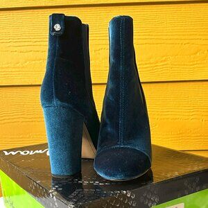 Sam Edelman Case Blue Jewel Velvet Chelsea-Inspired High Heeled Bootie